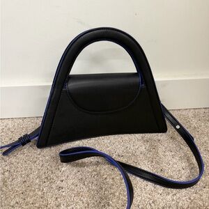 Topshop Black Structured Mini Bag Top Handle + Crossbody Sculptural